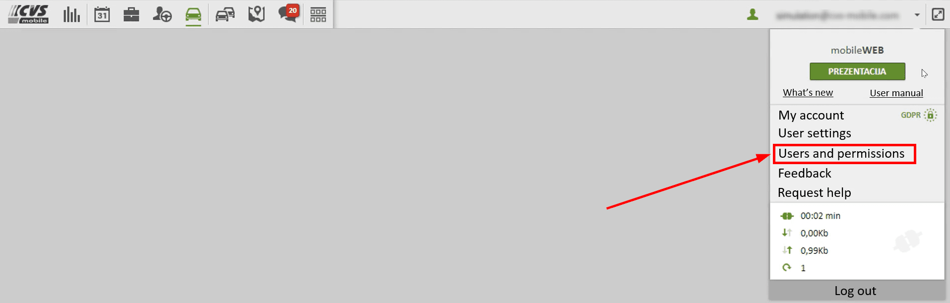Select "Users and permissions"