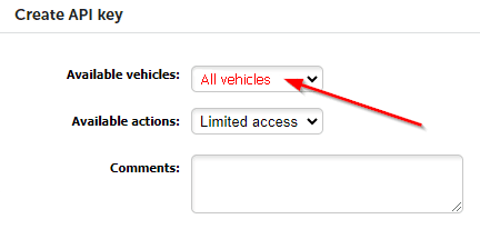 If you want to share all vehicles: Select "All vehicles" in "Available vehicles" and go to step 8
