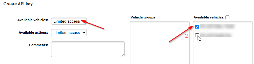 If you want to share only some of your vehicles: Choose "Limited access" and select the vehicles from the list
