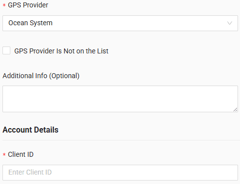 In the form, enter the client ID received from your GPS provider