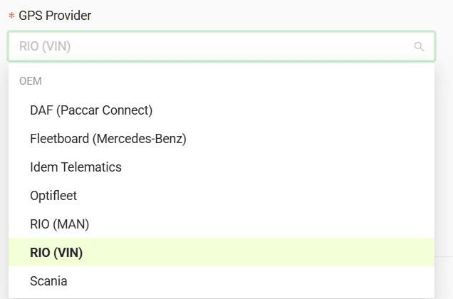 Select RIO from the list of GPS providers
