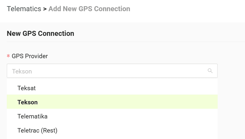 Select your GPS provider from the list