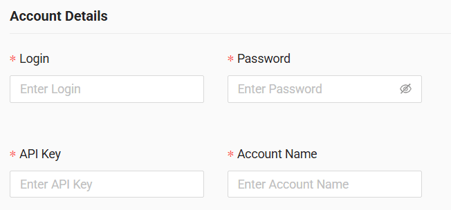 In the form enter login, password, API key and account name received from your GPS provider