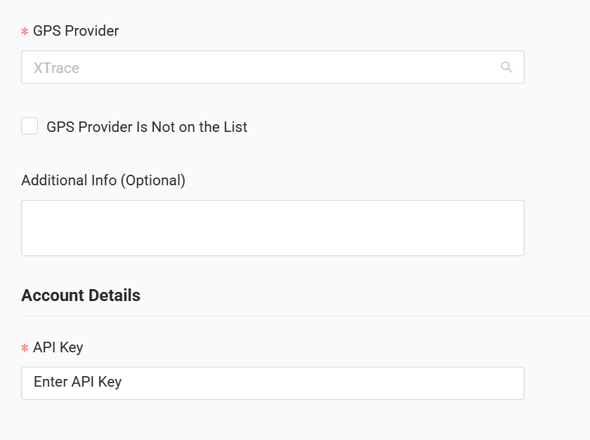 In the form enter the API key received from your GPS provider